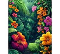 RKFLGEW 14CT Kit De Punto De Cruz Flores Coloridas De La Selva Tropical Kits De Punto De Cruz Kit De Inicio De Bordado Para Principiantes Diy Decoración Del Hogar 60x80cm