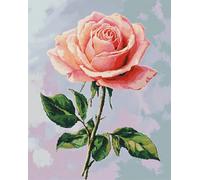 RKFLGEW 14CT Kit Punto De Cruz Con Hilos Y Tela Flores De Rosas Rosadas Kits De Punto De Cruz Contados Conjunto De Bordado Artes Y Manualidades Para La Decoración Del Hogar 30x40cm