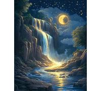 RKFLGEW 14CT Kit Punto De Cruz Estampado Paisaje De Cascada，Bosque Y Montaña De Anime Kits De Punto De Cruz Contados Conjunto De Bordado Artes Y Manualidades Para La Decoración Del Hogar 60x80cm