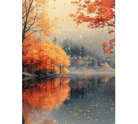 RKFLGEW 14CT Kit Punto De Cruz Estampado Paisaje De Río Y Bosque Kits De Punto De Cruz Preimpresos Para Adultos Principiantes,Conjunto De Bordado Arte De Pared Decoración Del Hogar 40x50cm