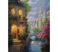 RKFLGEW 14CT Kit Punto De Cruz Estampado Pintura Al Óleo De Paisaje Urbano Kits De Punto De Cruz Kit De Inicio De Bordado Para Principiantes Diy Decoración Del Hogar 60x80cm