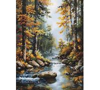 RKFLGEW 14CT Kit Punto De Cruz Preimpreso Paisaje De Bosque Primaveral Kits De Patrones De Punto De Cruz Diy Manualidades Conjunto De Bordado De Costura Para La Decoración Del Hogar 40x50cm