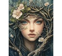 RKFLGEW 14CT Kits Estampados De Punto De Cruz Mujeres Fantásticas Y Flores Punto De Cruz De Tela Preimpresa Diy Arte Manualidades Con Agujas Kits De Bordado Para Adultos Principiantes 40x50cm