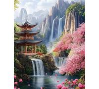 RKFLGEW 14CT Punto De Cruz Kit Completo Paisaje Arquitectónico Oriental Kits De Punto De Cruz Contados Conjunto De Bordado Artes Y Manualidades Para La Decoración Del Hogar 60x80cm