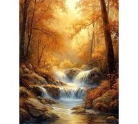 RKFLGEW 14CT Punto De Cruz Kit Completo Paisaje De Bosque Otoñal Kit De Bordado Para Principiantes Adultos Diy Punto De Cruz Conjunto De Punto De Cruz Decoración Del Hogar 60x80cm