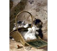 RKFLGEW 14CT Punto De Cruz Kit 《La Cesta De Costura》 Kit De Punto De Cruz Estampado,Pinturas Al Óleo Famosas,Kits De Punto De Cruz,Kits De Inicio De Bordado Para Principiantes,Decoración Del 50x70cm