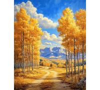 RKFLGEW 14CT Punto De Cruz Kit Paisaje Otoñal Del Bosque De Abedules Kits De Punto De Cruz Preimpresos Para Adultos Principiantes,Conjunto De Bordado Arte De Pared Decoración Del Hogar 30x40cm