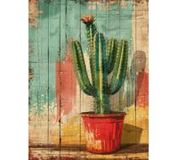 RKFLGEW 14CT Punto De Cruz Principiantes Kit De Punto De Cruz De Cactus Colorido Fondo De Color Tela Preimpresa Punto De Cruz Diy Art Needlecrafts Kits De Bordado Para Adultos Principiantes 40x50cm