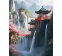 RKFLGEW 14CT Punto De Cruz Principiantes Paisaje Arquitectónico Oriental Kits De Punto De Cruz Para Principiantes O Adultos,Diy Fácil Contado Costura Conjunto De Bordado Decoración Del Hogar 60x80cm