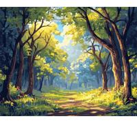 RKFLGEW 14CT Punto De Cruz Principiantes Paisaje De Bosque Verde Kits De Punto De Cruz Para Principiantes O Adultos,Diy Fácil Contado Costura Conjunto De Bordado Decoración Del Hogar 80x100cm