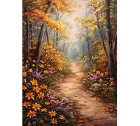 RKFLGEW 14CT Punto De Cruz Principiantes Paisaje De Flores Del Bosque Otoñal Kits De Patrones De Punto De Cruz Diy Manualidades Conjunto De Bordado De Costura Para La Decoración Del Hogar 80x100cm