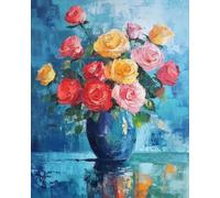 RKFLGEW Flores Kit De Bordado De Cuentas Diy Rosas Coloridas Kit De Bordado Con Cuentas,Juego De Costura,Patrón De Bordados,Decoración,Arte Mural 30x40 cm