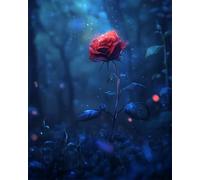 RKFLGEW Flores Set De Bordado Diy Para Adultos Rosa Roja Fantasía Kit De Bordado Con Cuentas,Juego De Costura,Patrón De Bordados,Decoración,Arte Mural 40x50 cm