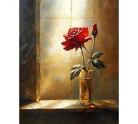 RKFLGEW Flores Set De Bordado Diy Para Adultos Rosas Rojas Patrón De Bordados Con Cuentas,Kit De Bordado Con Cuentass,Juego De Perla Para Colgar En La Pared En 3D 30x40 cm