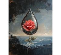 RKFLGEW Flores Set De Cuentas De Bordado Diy Pintura Al Óleo De Rosas Rojas Kits De Bordado De Cuentas De Bricolaje,Circuitos De Abalorios,Lienzo Impreso,Punto De Cruz 30x40 cm