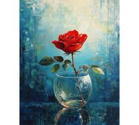 RKFLGEW Flores Set De Cuentas De Bordado Diy Pintura Al Óleo De Rosas Rojas Kits De Bordado,Pintura Con Cuentas,Tapiz,Kit De Punto De Cruz Con Cuentass 50x70 cm