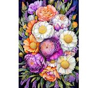 RKFLGEW Kit De Bordado De Cuentas Diy Flores De Acuarela Kit De Bordado Con Cuentas，Juego De Costura，Patrón De Bordados，Decoración，Arte Mural 40x50cm