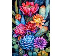 RKFLGEW Kit De Bordado De Cuentas Diy Flores De Cactus De Acuarela De Colores Patrón De Bordados Con Cuentas，Kit De Bordado Con Cuentass，Juego De Perla Para Colgar En La Pared En 3D 30x40cm