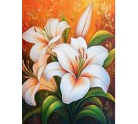 RKFLGEW Kit De Bordado De Cuentas Diy Lirios Blancos De Fantasía Kit De Bordado Con Cuentas，Juego De Costura，Patrón De Bordados，Decoración，Arte Mural 30x40cm