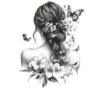 RKFLGEW Kit De Bordado De Cuentas Diy Mujer Y Mariposa Kit De Bordado Con Cuentas,Juego De Costura,Patrón De Bordados,Decoración,Arte Mural 40x50 cm