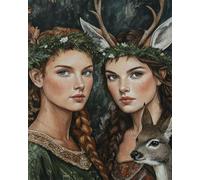 RKFLGEW Kit De Bordado De Cuentas Diy Mujeres Y Animales Kit De Bordado Con Cuentas,Juego De Costura,Patrón De Bordados,Decoración,Arte Mural 30x40 cm