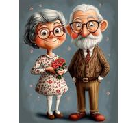RKFLGEW Kit De Bordado De Cuentas Diy Óleo Sobre Retrato De Una Pareja De Ancianos Patrón De Bordados Con Cuentas,Kit De Bordado Con Cuentass,Juego De Perla Para Colgar En La Pared En 3D 40x50 cm