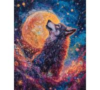 RKFLGEW Kits De Bordado De Cuentas Diy Animal Lobo Garabato Kit De Bordado Con Cuentas, Juego De Costura, Patrón De Bordados, Decoración, Arte Mural 30x40cm