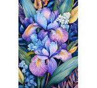 RKFLGEW Kits De Bordado De Cuentas Diy Flores De Iris De Acuarela De Fantasía Kit De Bordado Con Cuentas，Juego De Costura，Patrón De Bordados，Decoración，Arte Mural 30x40cm