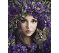 RKFLGEW Kits De Bordado De Cuentas Diy Mujeres Y Flores Patrón De Bordados Con Cuentas,Kit De Bordado Con Cuentass,Juego De Perla Para Colgar En La Pared En 3D 30x40 cm