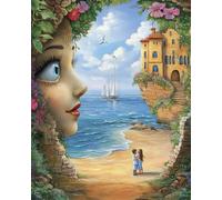 RKFLGEW Paisaje Set De Bordado Diy Para Adultos Mujer De Fantasía Kit De Bordado Con Cuentas,Juego De Costura,Patrón De Bordados,Decoración,Arte Mural 40x50 cm