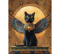 RKFLGEW Set De Bordado Diy Para Adultos Dios Gato Egipcio De Fantasía Patrón De Bordados Con Cuentas, Kit De Bordado Con Cuentass, Juego De Perla Para Colgar En La Pared En 3D 40x50cm