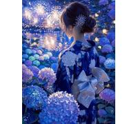 RKFLGEW Set De Bordado Diy Para Adultos Mujer Con Kimono De Fantasía Kit De Bordado Con Cuentas,Juego De Costura,Patrón De Bordados,Decoración,Arte Mural 40x50 cm