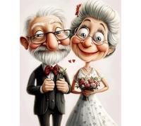 RKFLGEW Set De Bordado Diy Para Adultos Óleo Sobre Retrato De Una Pareja De Ancianos Patrón De Bordados Con Cuentas,Kit De Bordado Con Cuentass,Juego De Perla Para Colgar En La Pared En 3D 40x50 cm