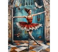 RKFLGEW Set De Cuentas De Bordado Diy Bailarines De Ballet Kit De Bordado Con Cuentas,Juego De Costura,Patrón De Bordados,Decoración,Arte Mural 30x40 cm