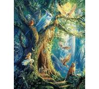 RKFLGEW Set De Cuentas De Bordado Diy Elfos De Cuentos De Hadas Y Gran Árbol Kit De Bordado Con Cuentas Impresas Para Punto De Cruz, Decoración Del Hogar, Costura. 50x70cm