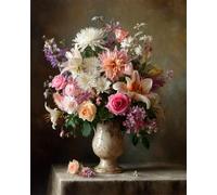 RKFLGEW Set De Cuentas De Bordado Diy Flores En Un Jarrón Patrón De Bordados Con Cuentas,Kit De Bordado Con Cuentass,Juego De Perla Para Colgar En La Pared En 3D 40x50 cm