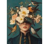 RKFLGEW Set De Cuentas De Bordado Diy Mujer Fantasía Y Pájaro Patrón De Bordados Con Cuentas,Kit De Bordado Con Cuentass,Juego De Perla Para Colgar En La Pared En 3D 40x50 cm