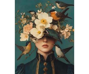 RKFLGEW Set De Cuentas De Bordado Diy Mujer Fantasía Y Pájaro Patrón De Bordados Con Cuentas,Kit De Bordado Con Cuentass,Juego De Perla Para Colgar En La Pared En 3D 40x50 cm