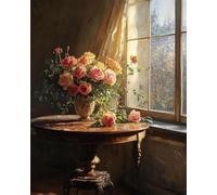 RKFLGEW Set De Cuentas De Bordado Diy Rosas En Un Jarrón Patrón De Bordados Con Cuentas,Kit De Bordado Con Cuentass,Juego De Perla Para Colgar En La Pared En 3D 30x40 cm