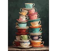 RKFLGEW Set De Cuentas De Bordado Diy Taza De Dibujos Animados Kit De Bordado Con Cuentas, Punto De Cruz, Artesanía, Patrón De Costura Con Cuentass, Pintura Mural En 3D 40x50cm