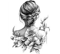 RKFLGEW Set De Cuentas De Bordado Diy Vista Trasera De Una Mujer Blanca Y Negra Kit De Bordado Con Cuentas,Juego De Costura,Patrón De Bordados,Decoración,Arte Mural 40x50 cm