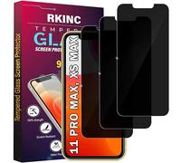 RKINC Protector pantalla privacidad para iPhone 11 Pro Max/XS Max 6.5-Inch, [3 Piezas] Cristal templado película de vidrio, Ángulo de privacidad mejorado, Dureza 9H, Sin Burbujas