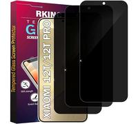 RKINC Protector pantalla privacidad para Xiaomi 12T/ 12T pro, [3 Piezas] Cristal templado película de vidrio, Ángulo de privacidad mejorado, Dureza 9H, Sin Burbujas