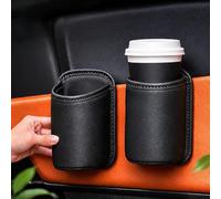 Rkixlix 2 Pack Soporte Botella Agua Coche Portavasos Coche Universal de Cuero Negro PU Organizador Coche Asiento Trasero Portavasos para Puerta de Coche con Fijación Clip para Vasos Latas Botellas