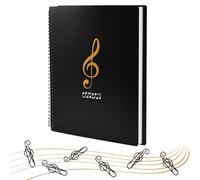 Rkixlix - Archivador para partituras musicales, A4, con 10 pinzas, 50 bolsillos/100 páginas, impermeable, ideal para guardar particiones, papeles y otros documentos