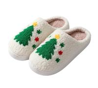 RKJRTK Navidad agotamiento divertido árbol de Navidad zapatos suave felpa acogedor interior al aire libre para mujeres y niñas para mujeres hombres, multicolor, X-Large