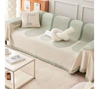 RKK Double Sided Chenille Sofa Cover, Sofa Blanket Double Sided Chenille Sofa Towel, Chenille Sofa Cover for Dogs Cats, Couch Slipcover, Anti-Cat Scratch Protection Cover(Green,180x420cm)