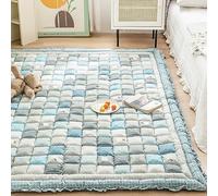 RKK Funny Fuzzy Couch Cover Carpet, Garden Chic Cotton Protective Mat For Jardín For Sala De Estar, Alfombras De Dormitorio Acolchadas A Mano For Habitación(Blue,70 * 150cm/27 * 59")