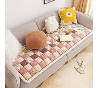 RKK Garden Chic Cotton Protective Couch Cover, Funny Fuzzy Couch Cover Magic Sofa Cover, Cotton Quilted Couch Cover Seat Cushion Large Plaid Square Pet Mat Bed(Pink-b,50 * 50cm/19.7 * 19.7")