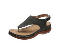 RKK Sandalias Planas De Verano For Mujer, Sandalias Ortopédicas, Chanclas, Hebilla De Cinturón, Zapatos Femeninos, Zapatillas De Mujer A La Moda Roma(Dark green,35)
